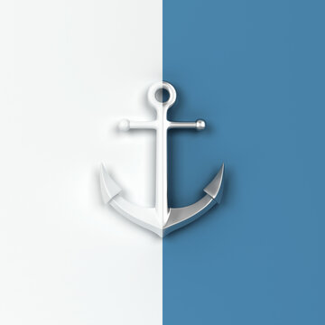Ship anchor symbol divided in two colors