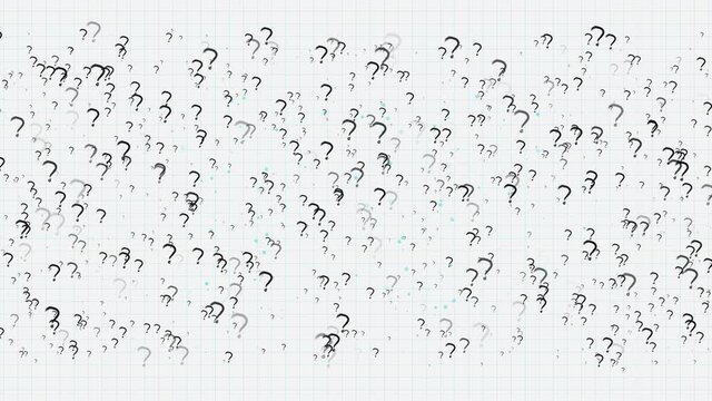 Hand drawn set of doodle question marks. 2D hand drawn animation to overlay on your video background. Cartoon sketch style interrogation ask questions drawn by white pen
