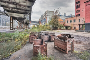 The territory and buildings of a large factory in Moscow. Russia - 408118523