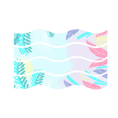 Fototapeta na wymiar Abstract background designs with tropical leaves . Colorful trendy shapes.Vector illustration.Typography for abstract printing T-shirts, vector illustration.