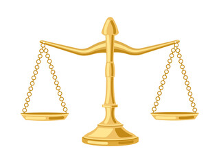 Balance scales symbol. Scales of justice icon. Scales in flat design. Vector illustration.