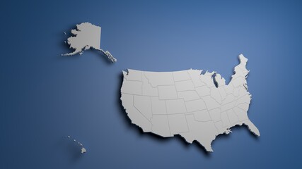 Map of the USA on blue background