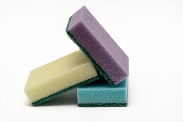 Dish washing sponge on a white background.