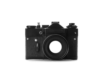 Fototapeta premium Old vintage camera isolated on white background
