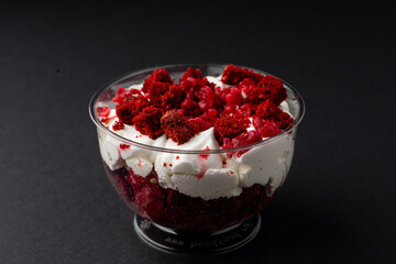 Red velvet cake in a delivery package