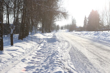 Obraz premium Cold winter in the village