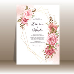 Beautiful wedding invitation with rose ornament