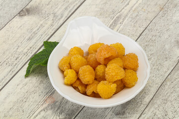 Sweet ripe tasty yellow raspberry