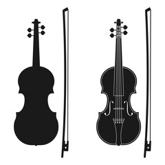 Violin icon. Music instrument silhouette. Vector illustration. © metelsky25