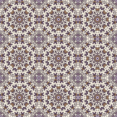 Creative trendy color abstract geometric mandala pattern in white violet gold , vector seamless, can be used for printing onto fabric, interior, design, textile, carpet, rug.