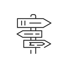 Directional arrow road color line icon. City guide. Public navigation. Editable stroke.