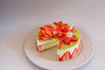 Fraisier cake with fresh strawberry