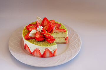 Fraisier cake with fresh strawberry
