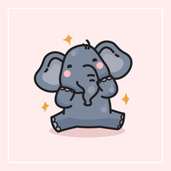little cutie elephant. vector illustration. single object elephant. for children's card or invitation.