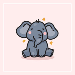 cute baby elephant smile. vector illustration. single object elephant. for children's card or invitation.