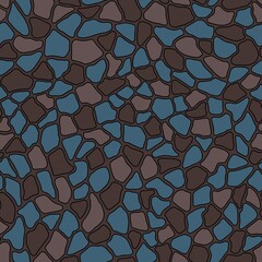 Terrazzo modern trendy colorful seamless pattern.Abstract creative backdrop with chaotic small pieces irregular shapes. Ideal for wrapping paper,textile,print,wallpaper,terrazzo flooring.Brown, azure