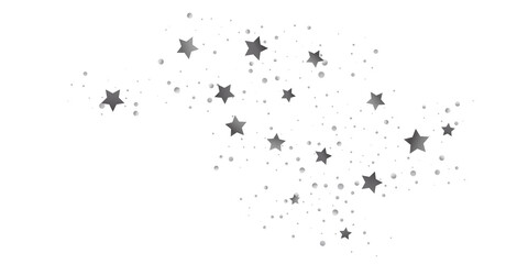 Silver star of confetti. Falling stars on a white background.