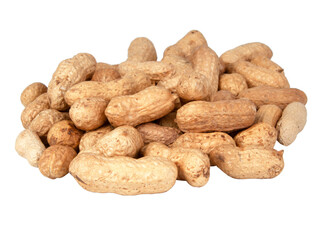 Group of peanuts dry isolated on the white background