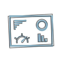 Dashboard icon cartoon style on cartoon style on white isolated background.