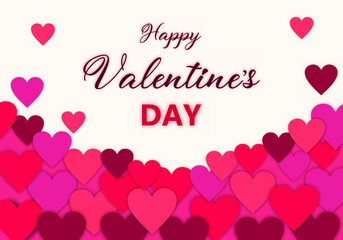 Fototapeta na wymiar Valentine's day with many floating grouped hearts from below
