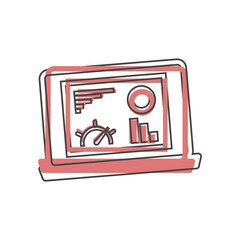 Dashboard icon on monitor cartoon style on cartoon style on white isolated background.