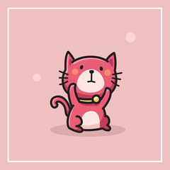 Fototapeta premium cute kitten. cute animal. vector illustration. single object cat. background color. for children's cards and invitations.