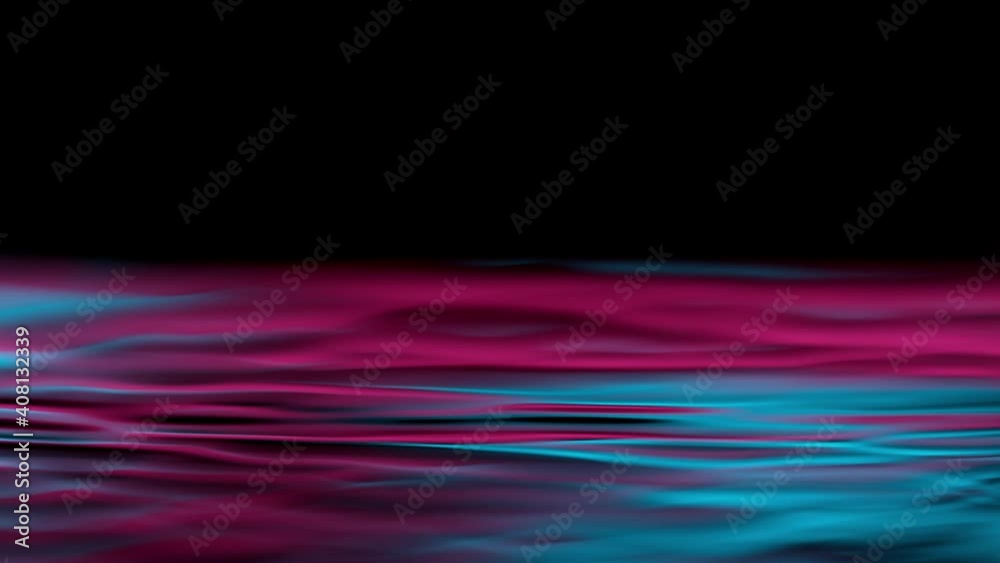 Wall mural Super slow motion of splashing water waves illuminated by neon lights. Filmed on very high speed camera, 1000 fps.