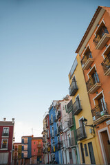 Fototapeta premium Coloured Houses (Cases de Colors) on the sandy beach in Villajoyosa in Costa Blanca near Benidorm