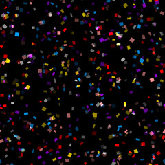 Fototapeta na wymiar Shiny colorful confetti seamless pattern on black background