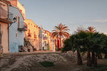 Coloured Houses (Cases de Colors) on the sandy beach in Villajoyosa in Costa Blanca