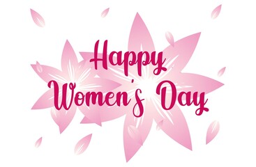 Abstract Pink Floral Greeting card - International Happy Women's Day - 8 March holiday background with paper cut Frame Flowers. Happy Mother's Day. Trendy Design Template. Vector illustration.