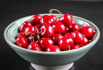 Fresh cherries in a bowl
