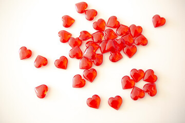 small red hearts on white background