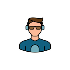 avatar DJ outline icon. Signs and symbols can be used for web logo mobile app UI UX