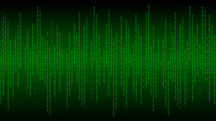 Green matrix background. Falling numbers on screen. Technology stream binary code. Digital vector illustration. Hacking concept.