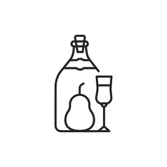 Sake bottle and glass color line icon. Alcoholic beverages.