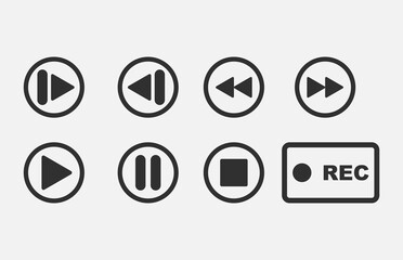 Media player buttons collection vector design elements.
