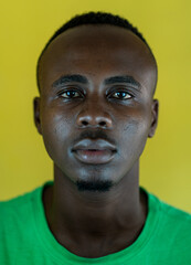 Handsome young black African American man closeup a portrait