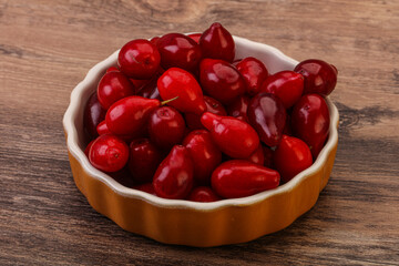 Sweet and ripe cornel berries
