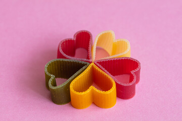 Cuoricini Italian pasta  on pink background