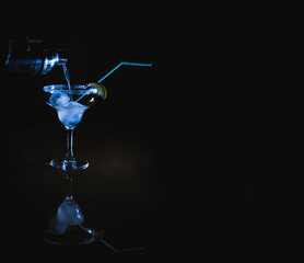 Romantic date celebrated with the sip of chillled cocktail on Christmas night