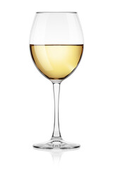 white Wine in glass isolated on white background, full depth of field, clipping path