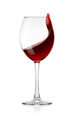 red Wine splash in glass isolated on white background, full depth of field, clipping path