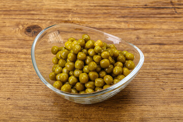 Marinated green pea in the bowl