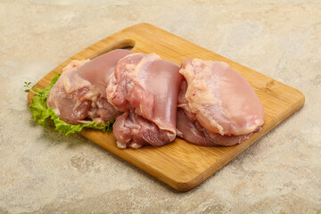 Raw chicken boneless and skinless leg