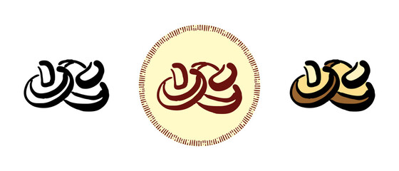 This is a set of icons with different shiitake style. Outline, colored and retro shiitake symbols. Freehand drawing, doodles. Stylish solution for website and label.