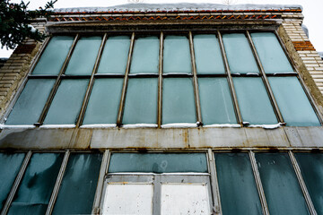 Brick building with windows in Russia