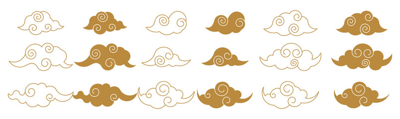 Set of Chinese clouds for greeting card decoration.