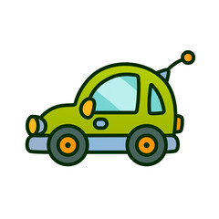 Cartoon cute green car. Icon. Vector EPS 10