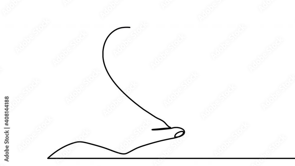 Poster Continuous one line animated drawing of hand holding heart on palm. 4k video animation.